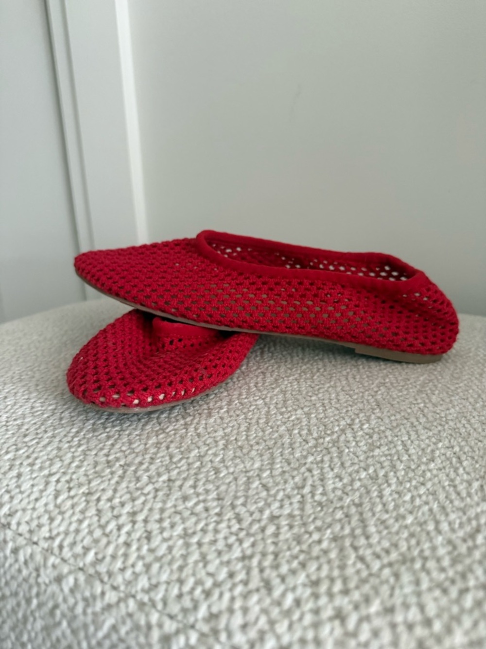 aerie Red Knit Slip-On Ballet Flats